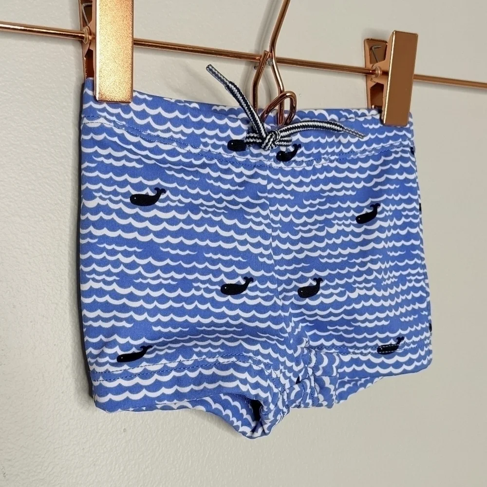Janie and Jack blue white whale swim bottoms 0-3mo